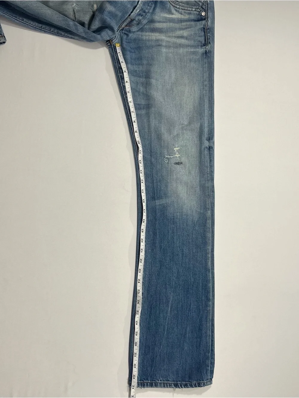 Replay Waitom Slim Straight Button Fly Distressed Italy Jeans 32x34